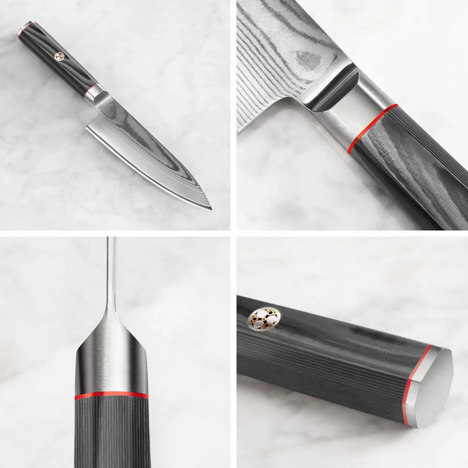 Couteau de chef 6" avec étui – Acier Damas gris