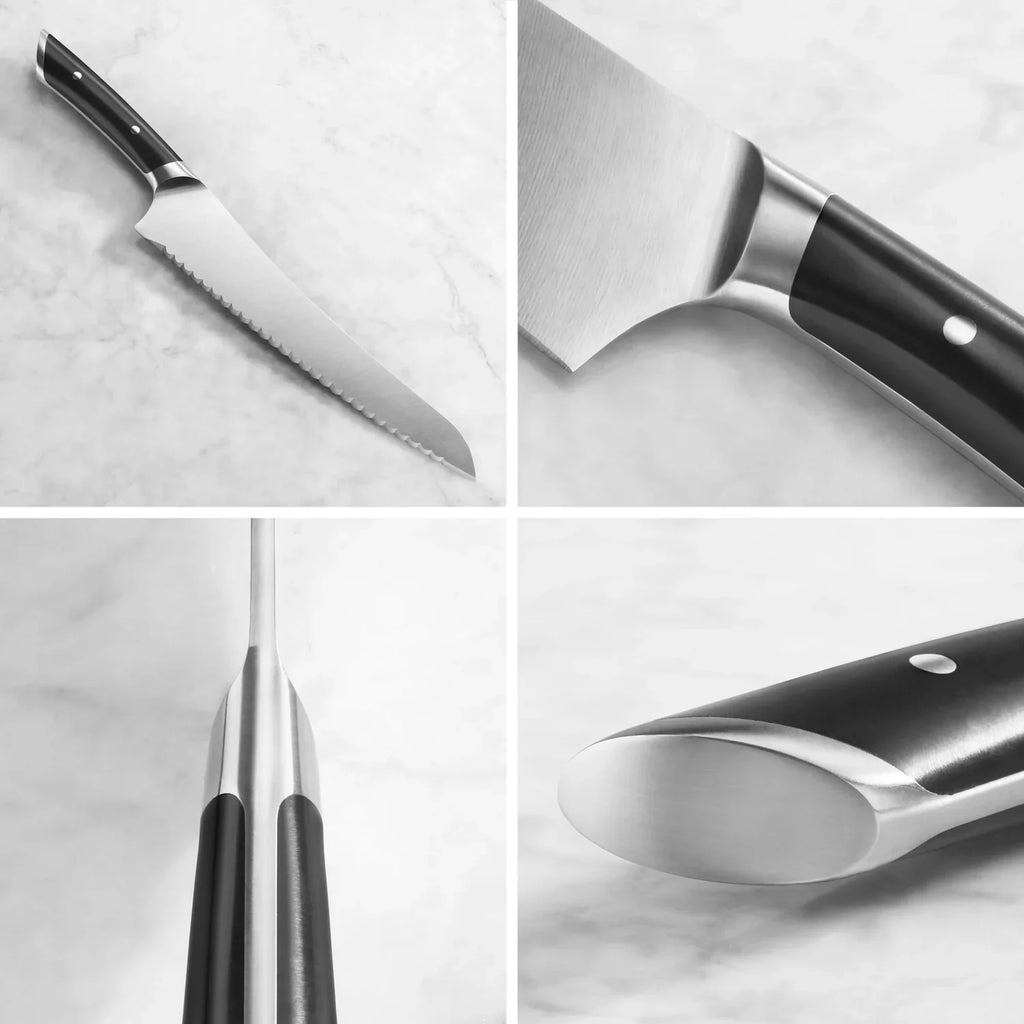 Couteau à charcuterie coudé 23 cm avec étui - Acier allemand