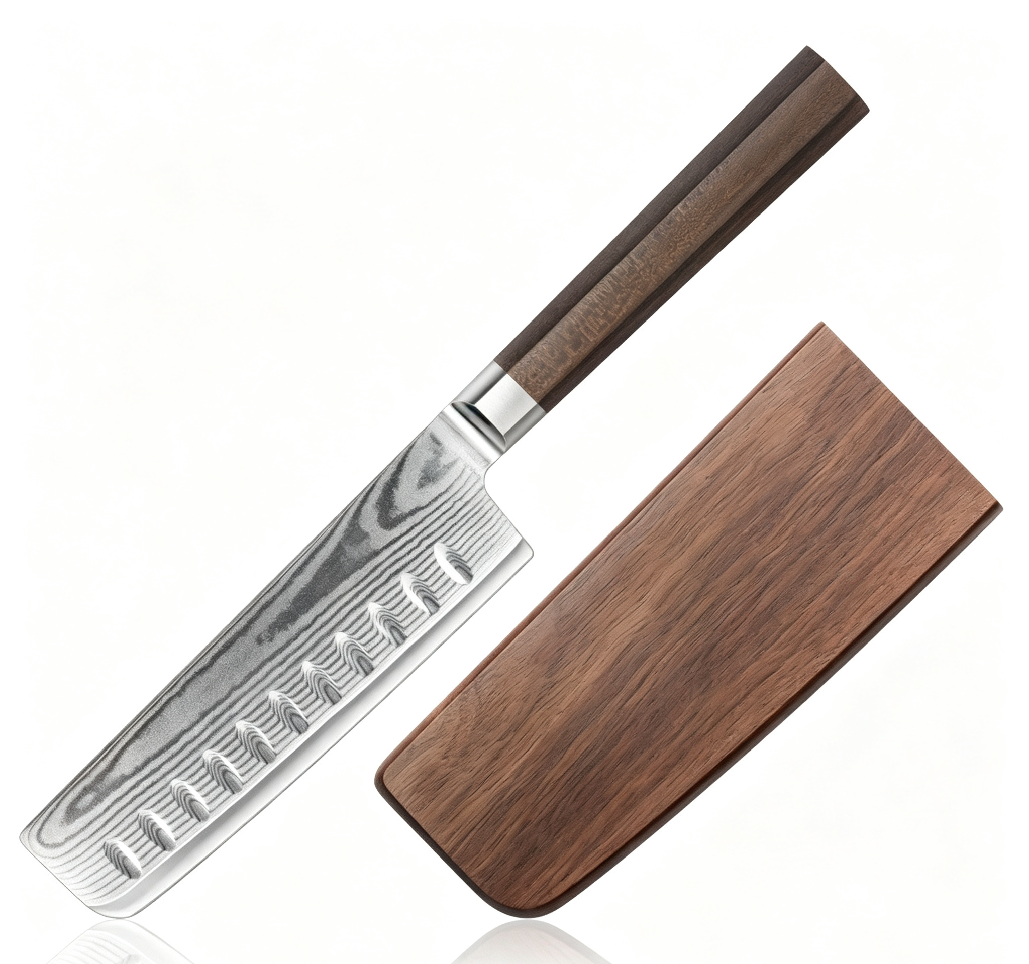 Couteau Nakiri 5" avec étui - Acier Damas