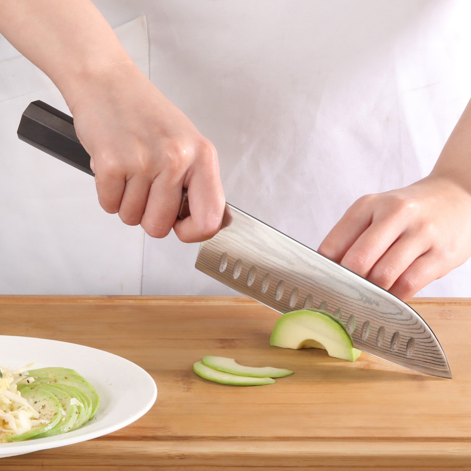 Couteau Santoku 7" avec étui - Acier Damas